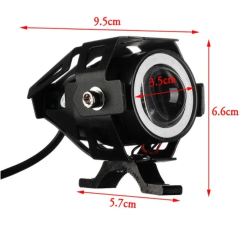 Led Motorcycle Headlight with Abgle Eyes 125W Additional Spotlights Fog Lights Universal Motorbike Auxiliary U7 LED Driving Lamp