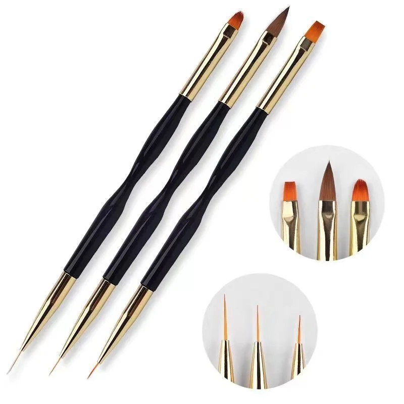 Dual-Headed Dual-Purpose Nail Art Pen Set Small Waist Multi-Purpose Manicure Nylon Phototherapy Flower Outline Boxed Brush