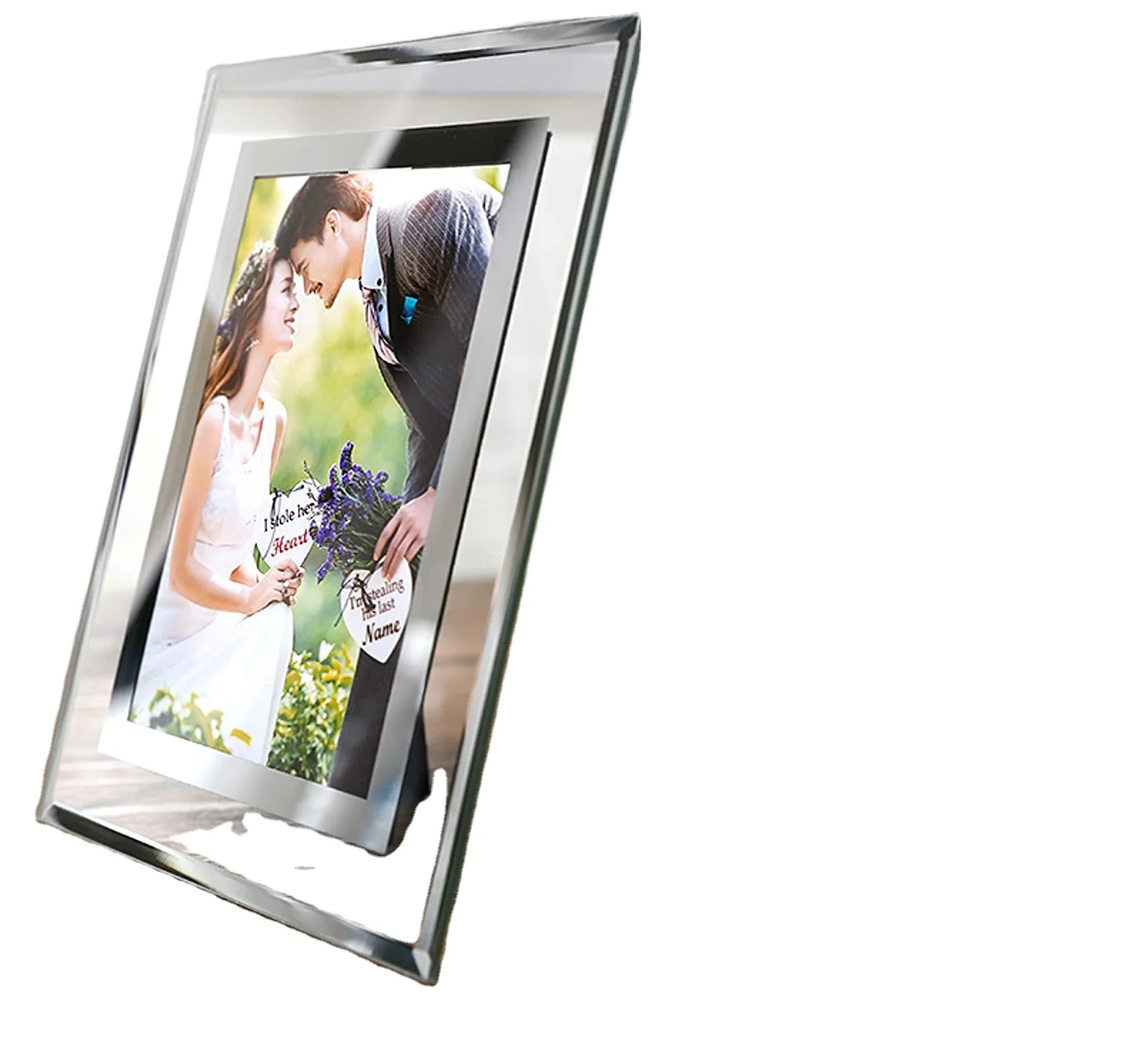 Picture Frame 8x10 Glass Silver Sublimation Glass Transparent Glitter Photo Frame Home Decorative Items Printing Photos on Glass