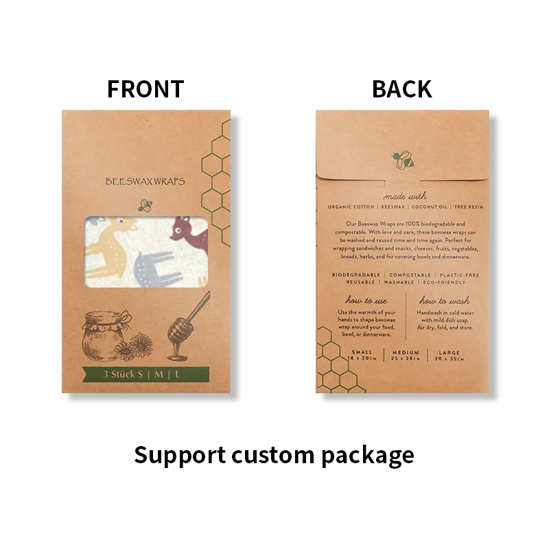 2022 Hot sale cheap eco friendly fresh-keeping cloth washable beeswax food wraps