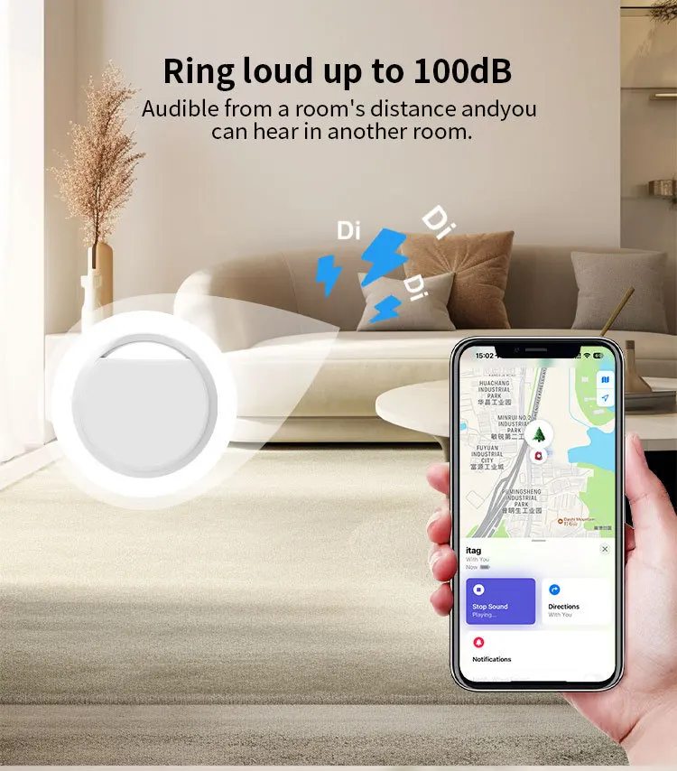 Findmy Portable Mini Bluetooth PetTracker Long Range GPS Locator Collar Waterproof airtag IP67 MFI iOS Android 4G Network Travel