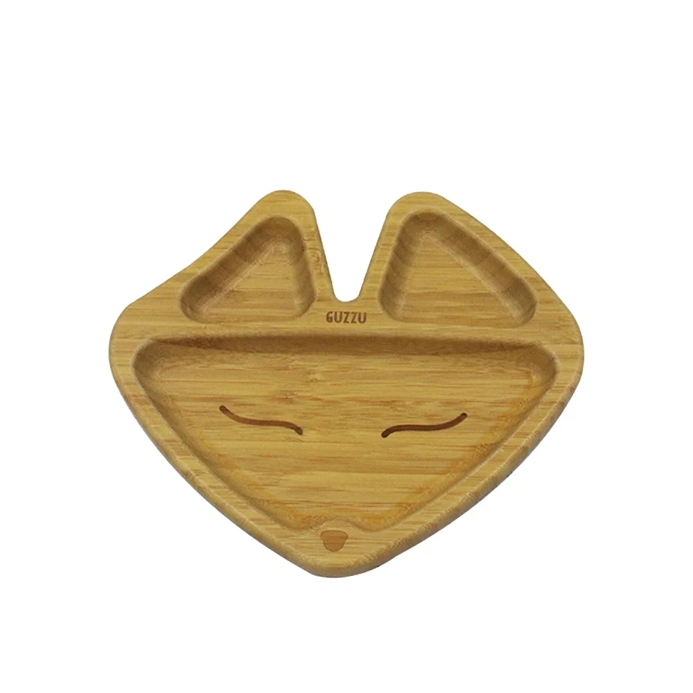Eco Friendly Wooden Customized suction cup bamboo monkey plate for babies