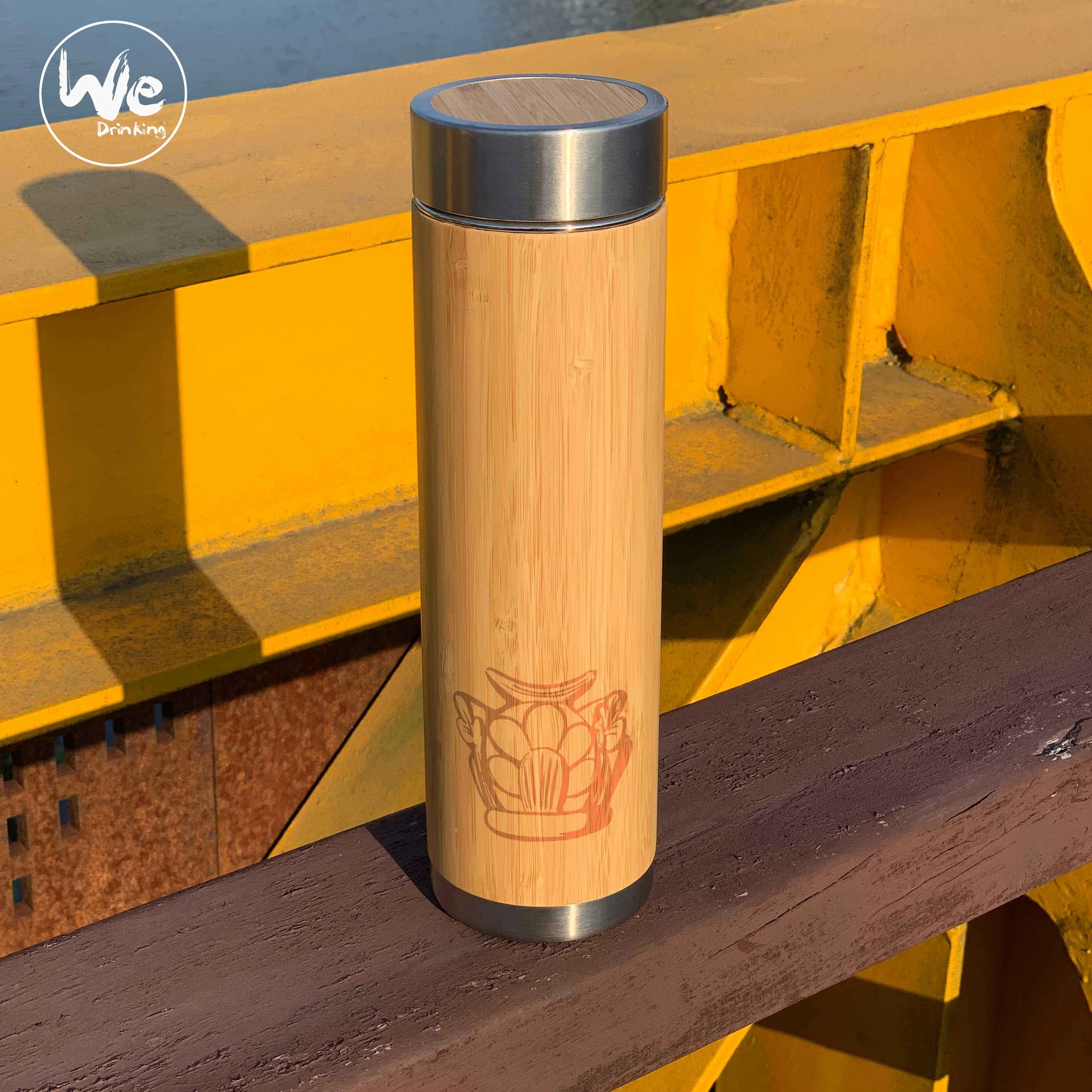 
BS01-B 17oz480ml 17oz Double Wall Insulated Bamboo Travel Tumbler with strainer and Infuser for Outdoor Yoga drink 