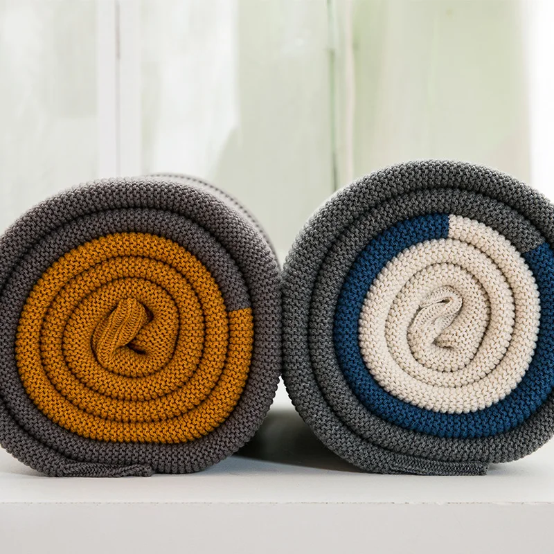 Rl Knitted Soft Strip Crochet Baby Weight Organic Cotton Kids Knit Throw Blanket Hoodie for Wniter Summer Spring Home Decoration