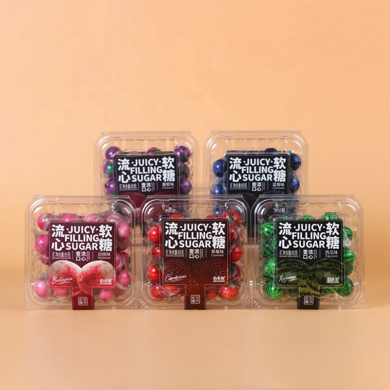 Cheap Wholesale 85g Sale Center Fill Soft Gummy Snacks Sweets Cute Ball Shaped Customized Children Fruit Gummy candy Snack