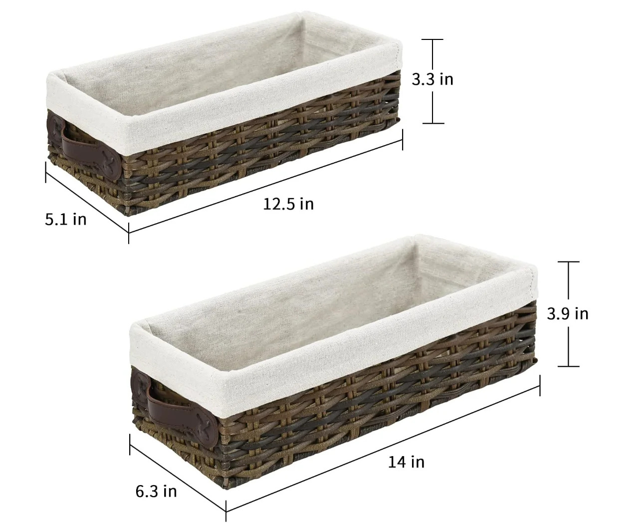 Wholesale Rectangle Handmade Woven Bathroom Tray PP Rattan Plastic Storage Bins Toilet Storage Basket