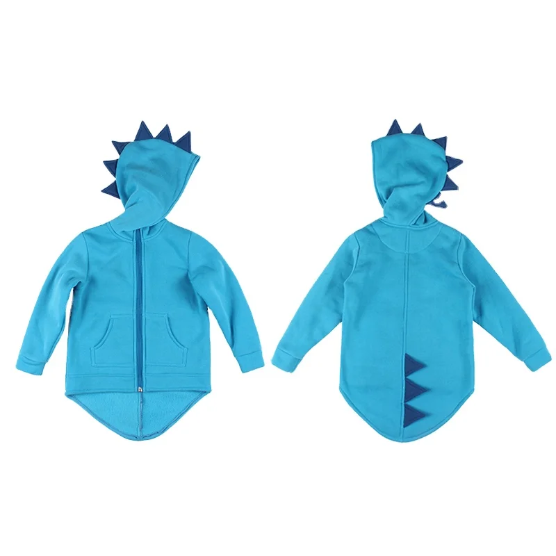 Oem factory Chinese supplier baby clothes dinosaur design kids fleece winter wear jacket kids with hood
