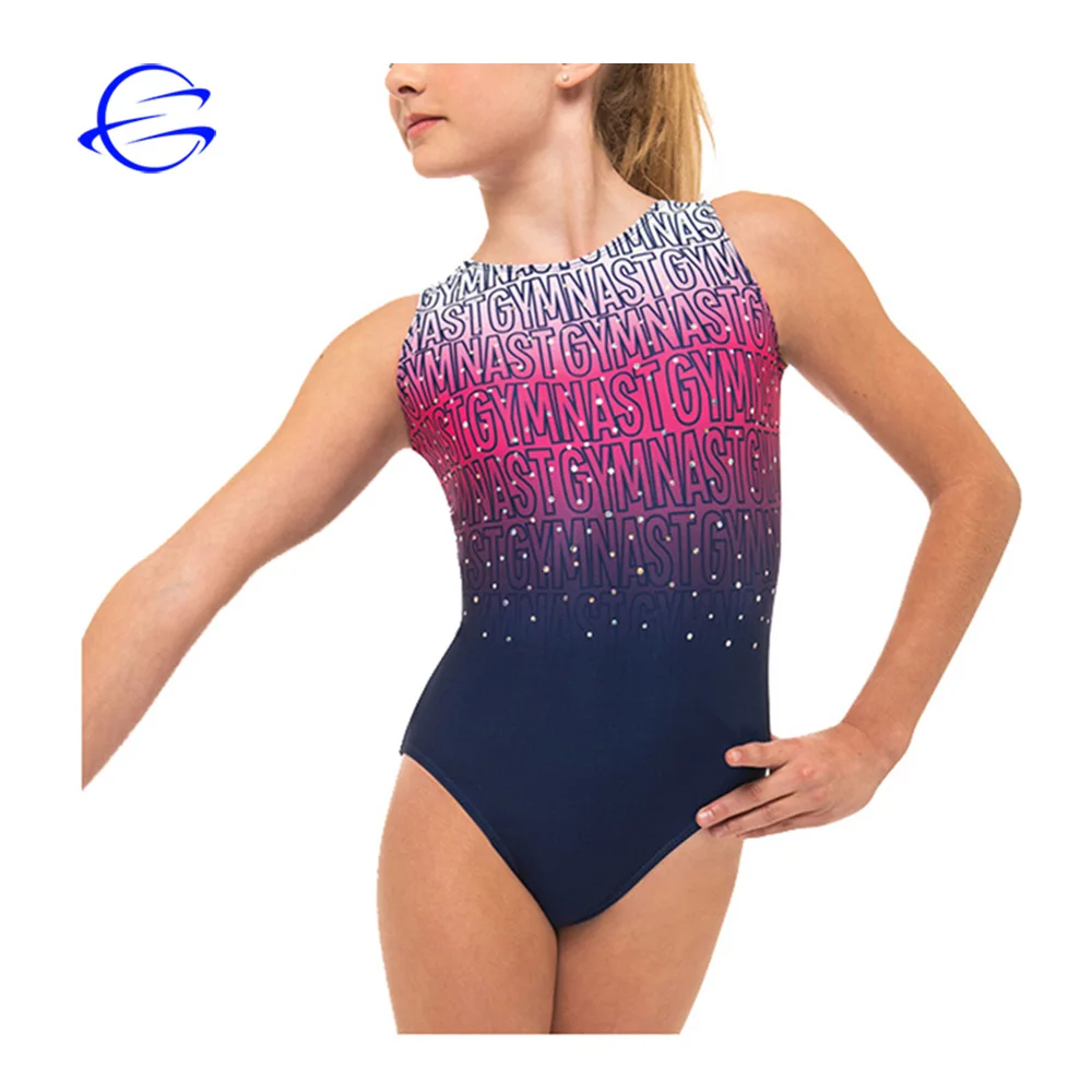 Stitching Fabric Gradient Color Rhythmics Gymnastics Leotards for Girls