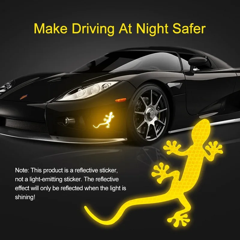 Car Reflective Sticker Safety Warning Mark Cars Auto Exterior Accessories Night Driving Warning Gecko Strip Light Reflector