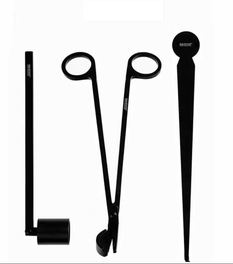 Engraved Stainless Steel Wholesale Bulk Custom Lighter Snuffer Black Candle Tool Wick Trimmer sets