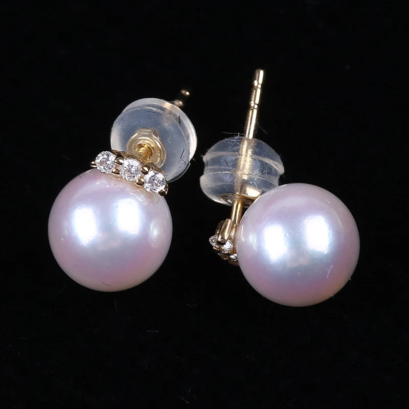 Серьги с белым жемчугом Akoya AAA 18K 7-8