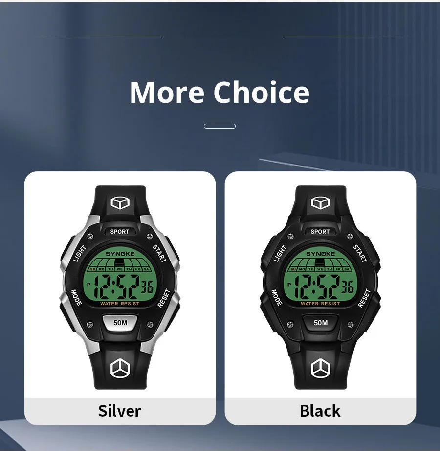 hot sale waterproof alarm multi-functional luminous sports watch for men fashion student electronic watch