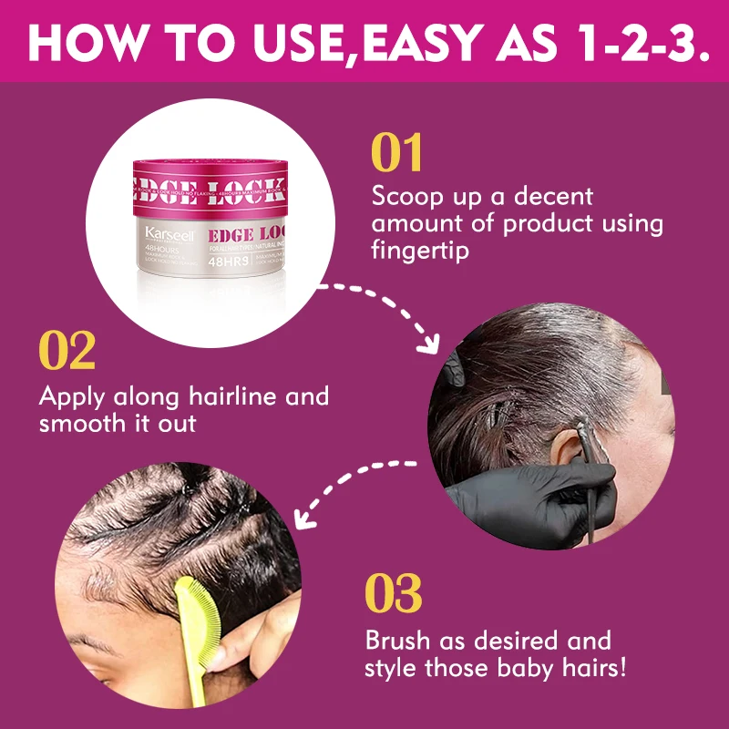 Free Sample Private Label Edge Control Logo Vegan Organic Curelty Free 48 Hour Edge Control Extreme Hold Hair Styling Wax