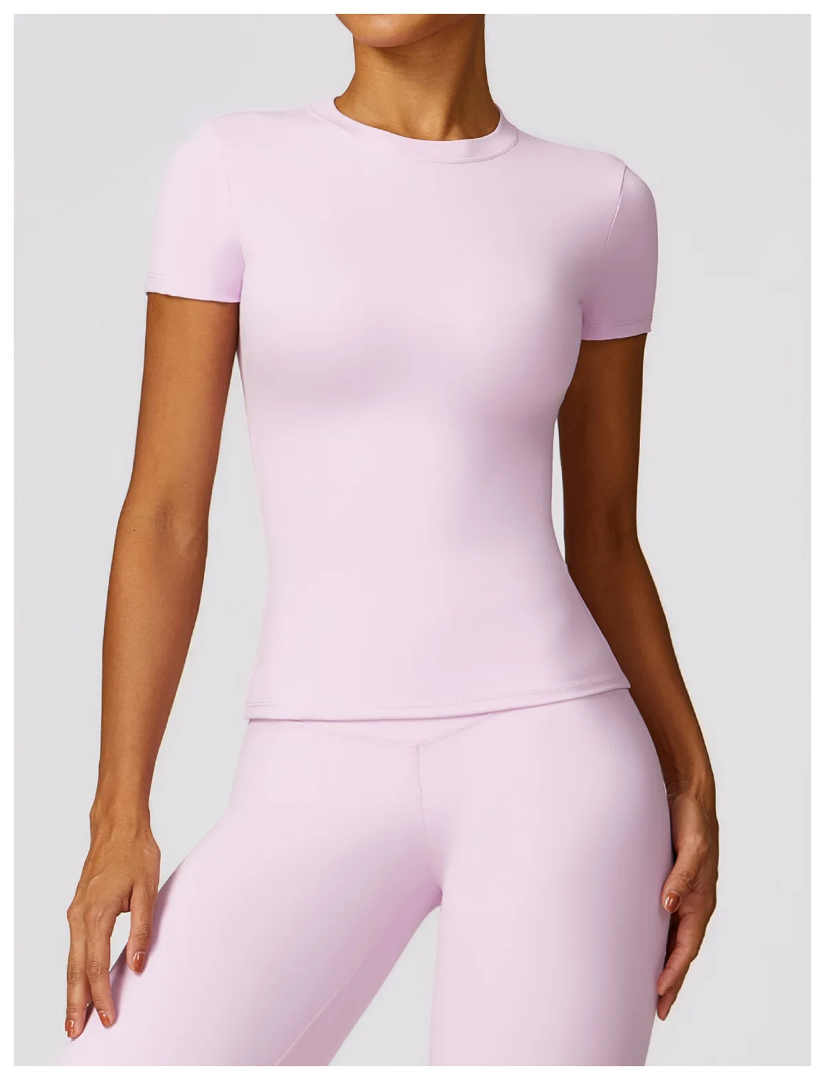 High Quality Softness Sportswear Women Crewneck Short Sleeve Gym Blank Tshirts Custom Compression Slim Fit Yoga T shirt