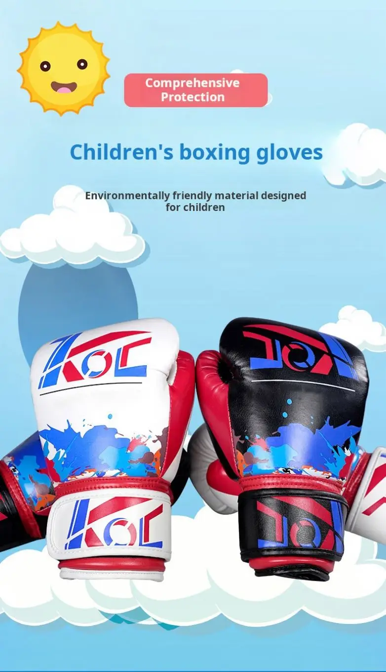 Kids Boxing Gloves Children Youth Punching Bag Kickboxing Muay Thai MMA Training Sparring Gloves Boxeo Muay Thai 6oz white