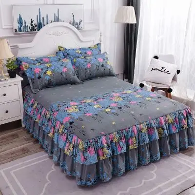  The Popular Floral Fitted Sheet Cover Graceful Bedsprd Lace Bedroom Bed Skirt Wedding Housewarng