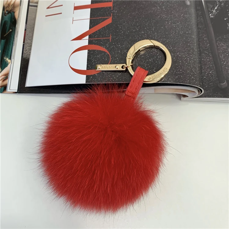 
Большой брелок для ключей с меховым помпоном, пушистый брелок для ключей с меховым помпоном 