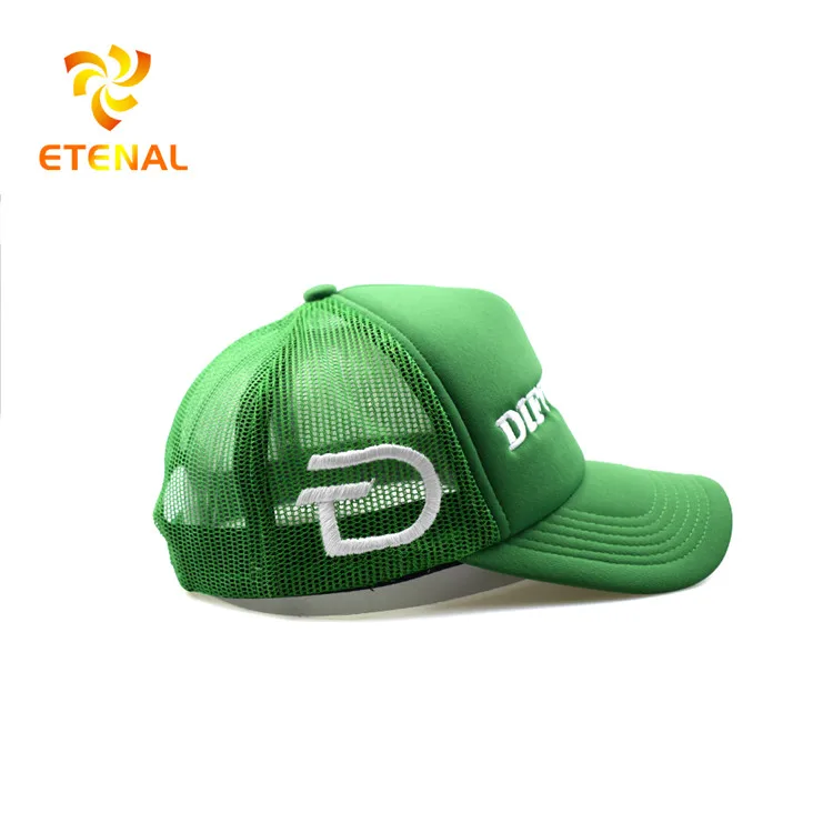 Manufacture Custom Adjustable Polyester Foam Trucker Hats Embroidered Unisex Breathable Mesh Cap