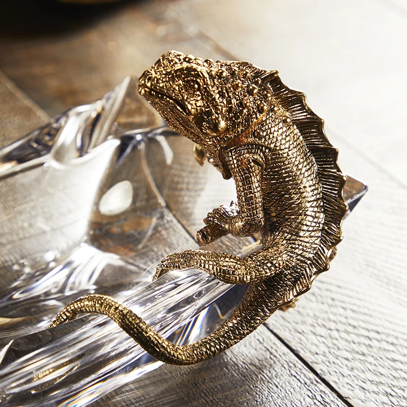 NOSHMAN Luxury household tea table decorations office table decorations crystal glass ashtray crafts gifts lizard ashtray