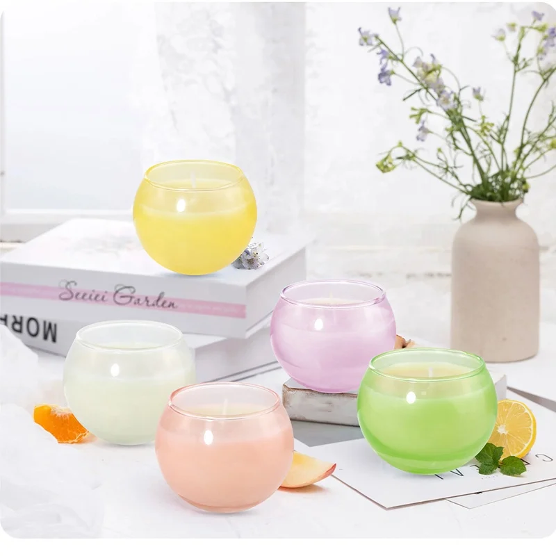 Eco friendly home decoration fruit fragrance candle custom logo glass jar scented soy candles gifts