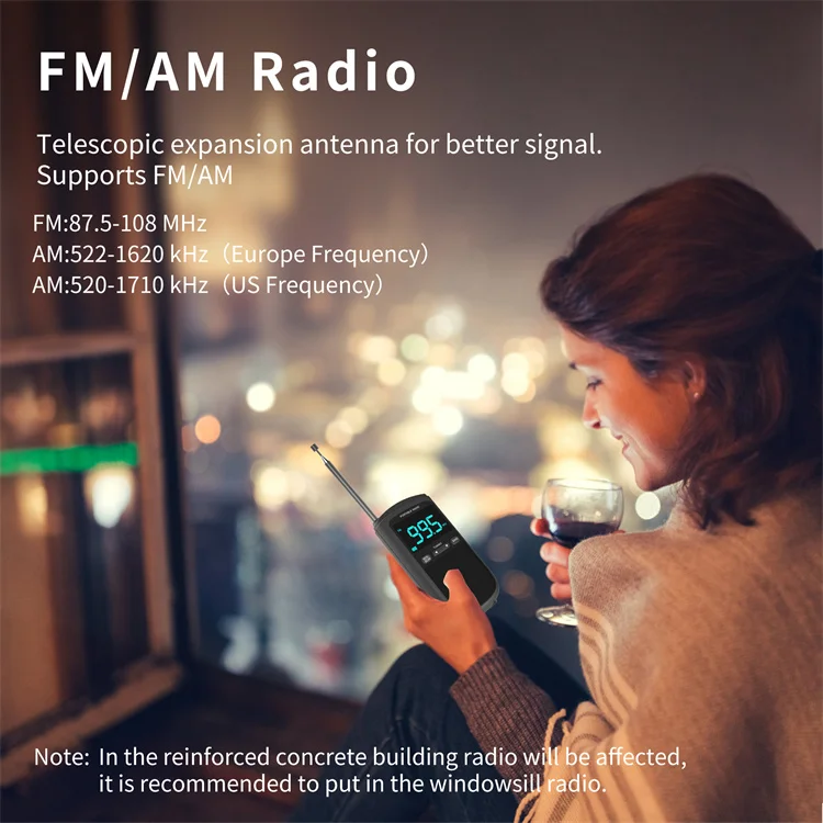 Portable AM FM Radios Pocket Player Radio with Speaker & Headphone Jack