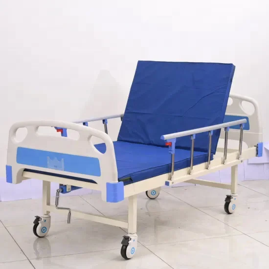 Iron Steel Medical Hospital Clinic Bed 1 Crank, 1 Function Adjustable Manual Simple Hospital Bed Price Low, Patient Nursing Bed