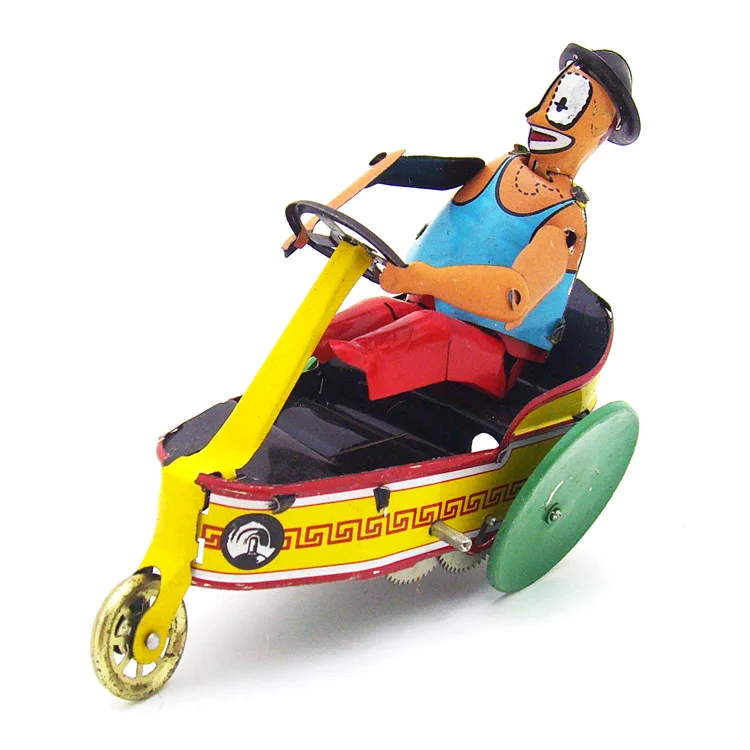 Clown On Tricycle Wind Up Tin Toy Cast Iron Craft
