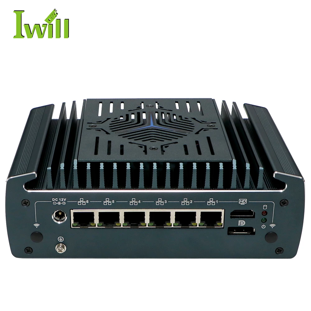 In-tel I7 Processor pc Core I7 6 Ports With 6*2.5G Ethernet port And 12th gen Din Rail Industrial Pc