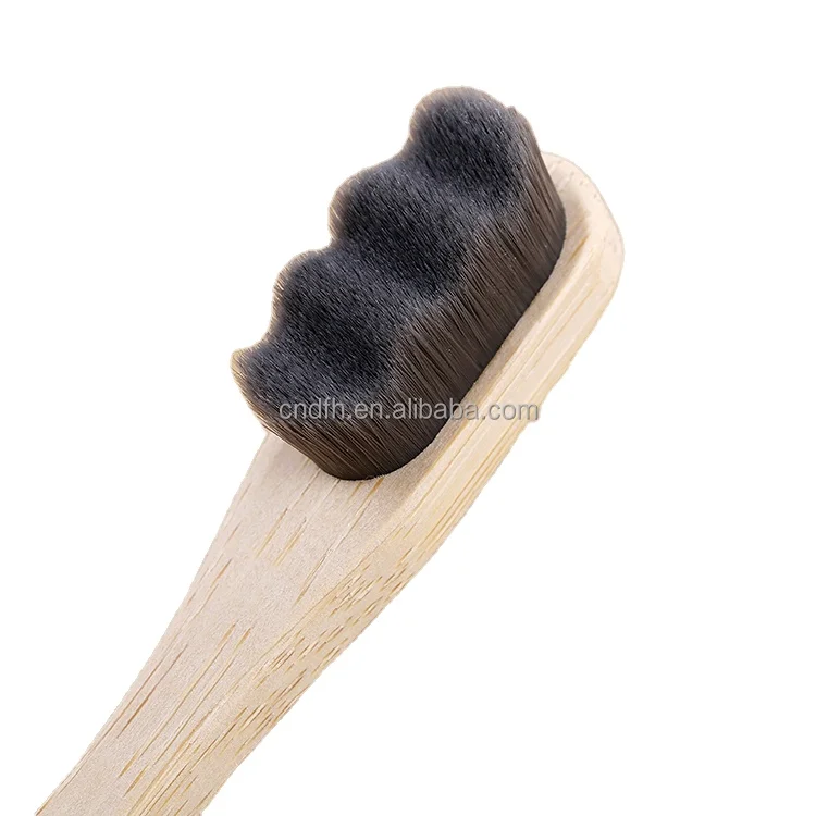 Ultra soft 10000 nano bristle adult bamboo toothbrush with wooden protective case