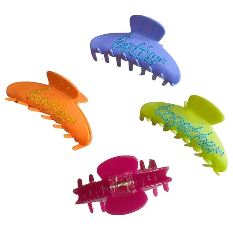 Womens New Cellulose Acetate Printed Hair Clips Diamond Custom Letter Hair Accessories For Women