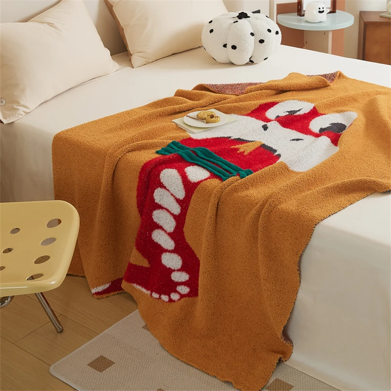 2024 new factory direct sale OEKO-TEX baby-friend carton cute snake soft warm polyester blending knitted throw blanket YWY