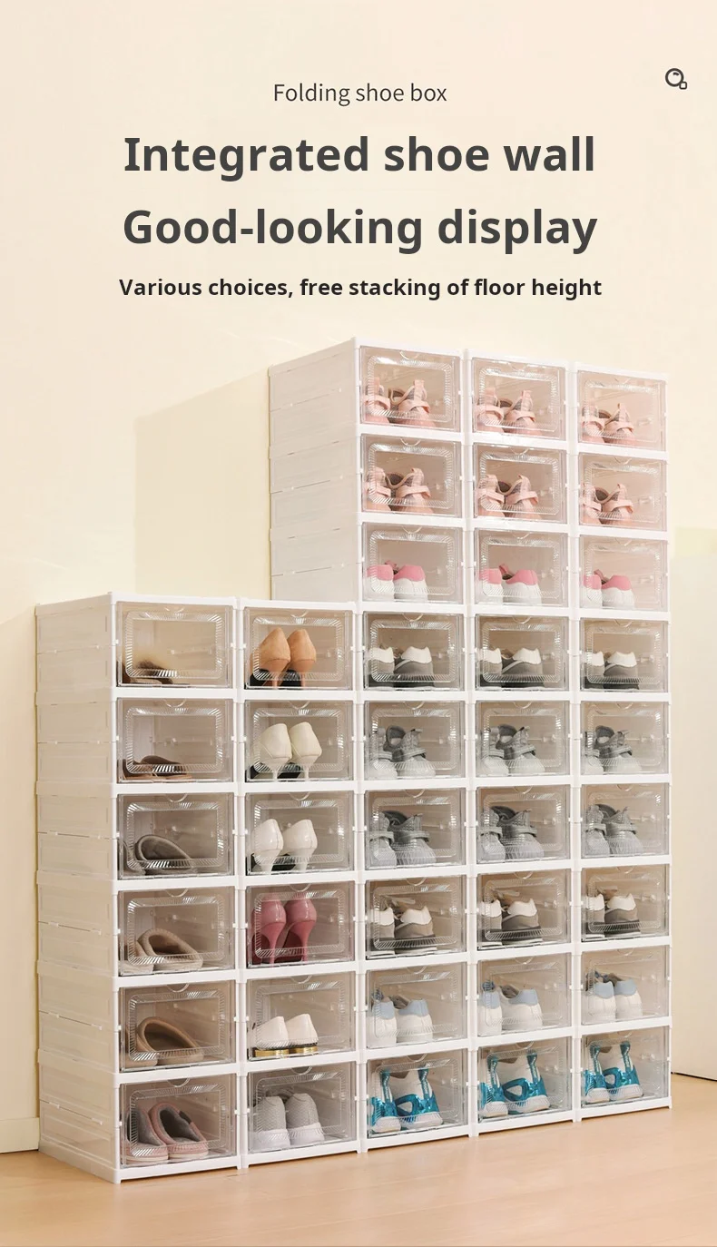9 Tier  Stackable Plastic Shoe Shelf Cabinet Organizer Storage Bin with Clear Door No Assembly Required shoe rack cabinet
