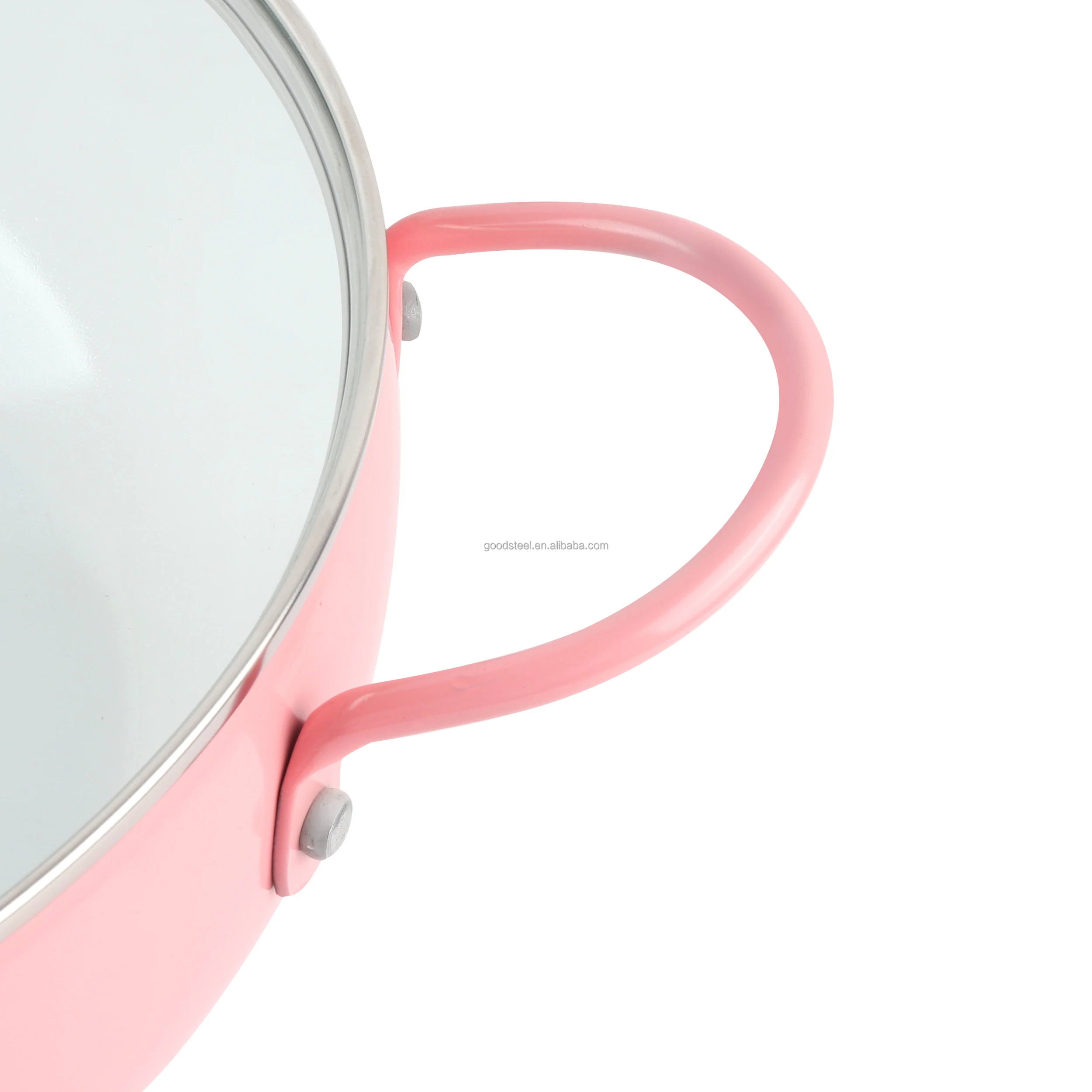Korean-Style Hot Pot Fashionable 27*9cm Aluminum hot pot Ceramic non stick coating Shallow Pot with Glass Lid for Soup