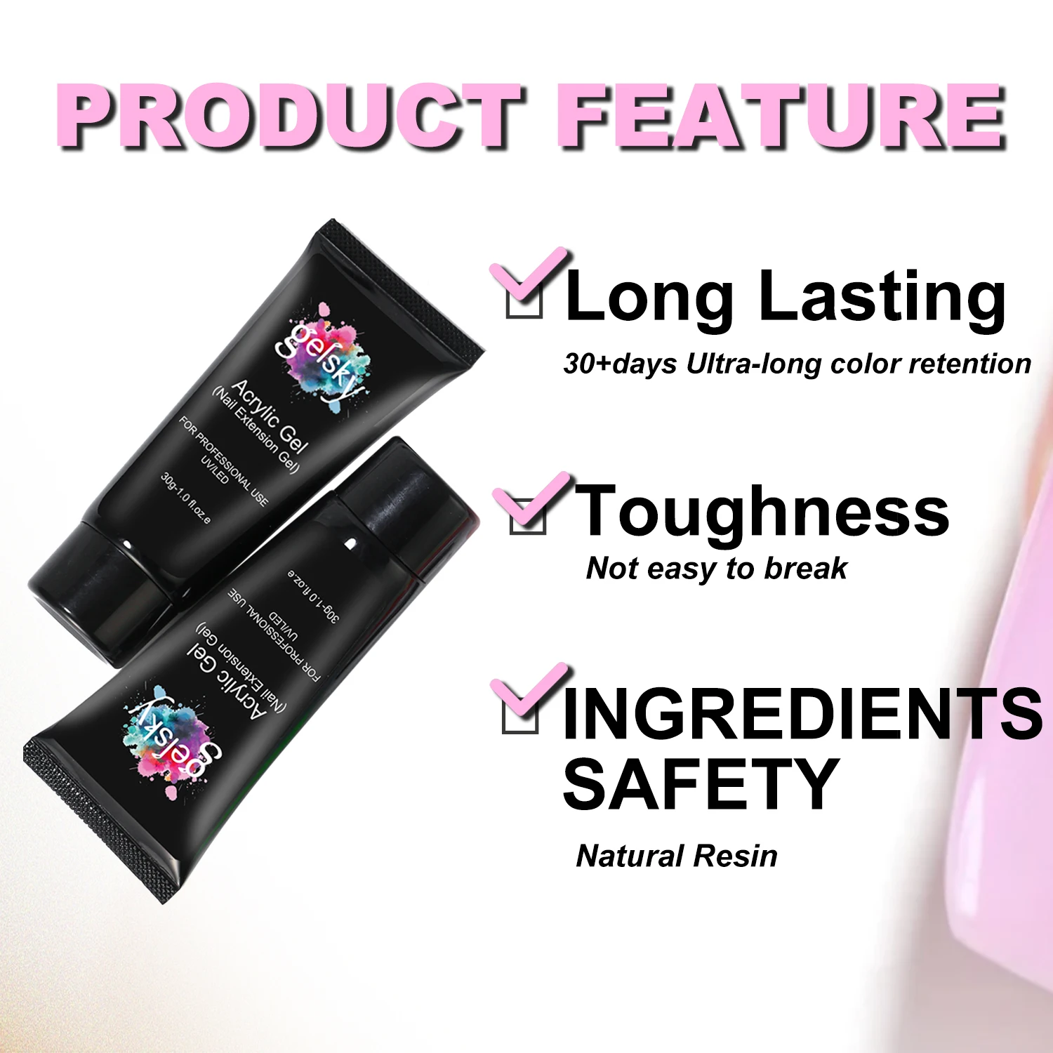 Gelsky New Product Supplier Nail Poly Gel Manufacturer Low Price Poly Gel Nail Kit Package Solid Color Poly Gel