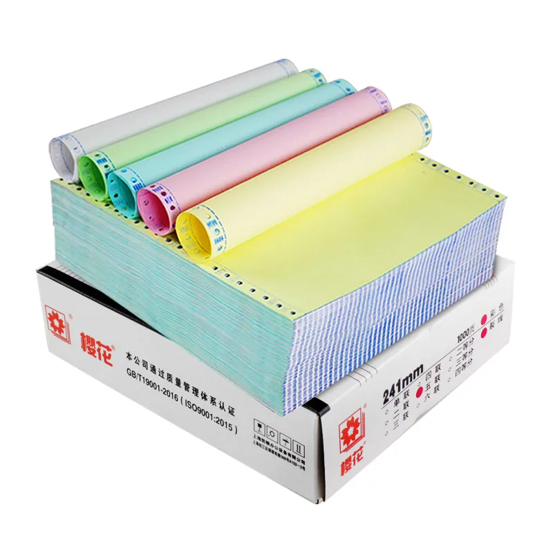 
9.5 X 11 Inch 4 Ply Colour Blank Computer Forms Carbonless NCR Paper - White / Pink / Green / Yellow 