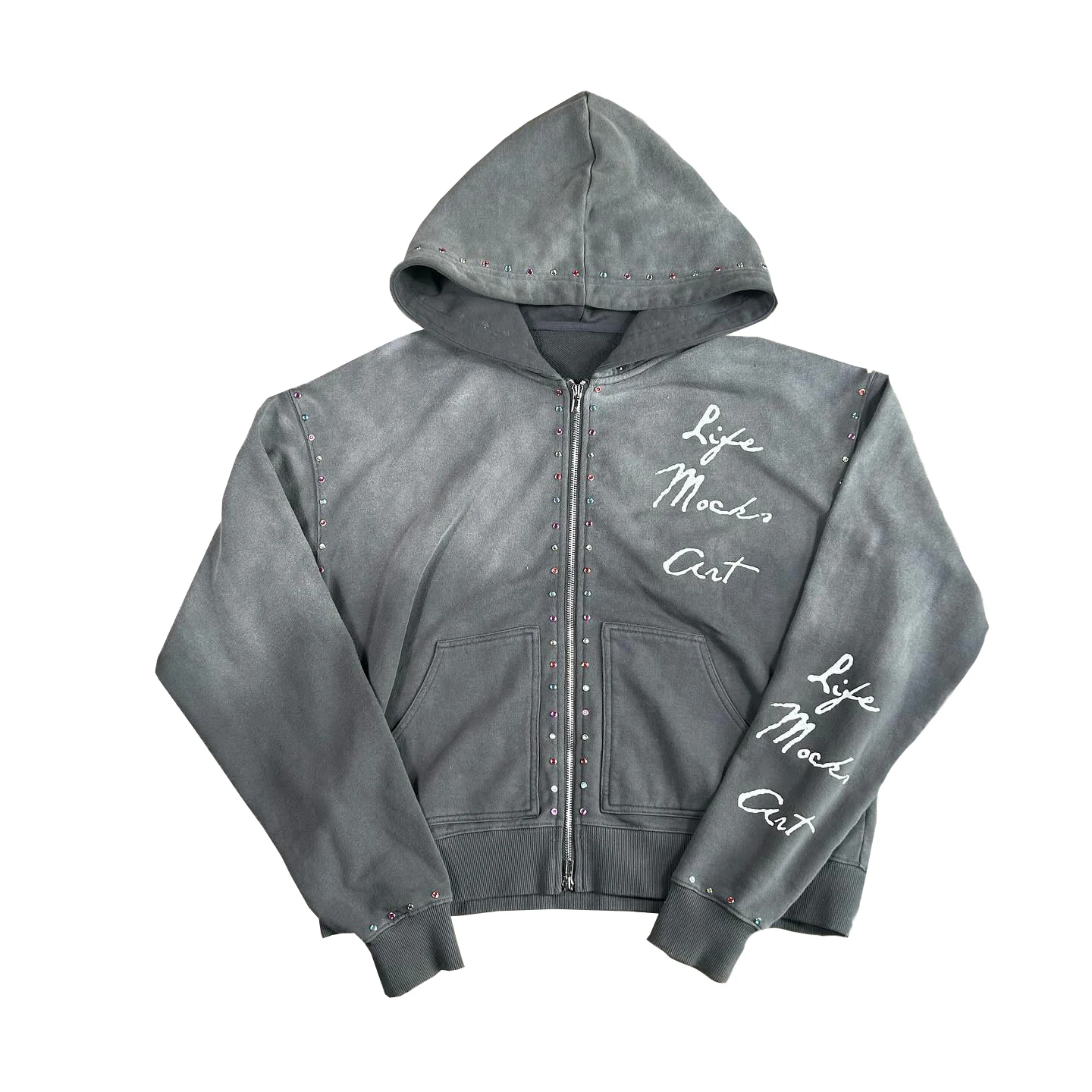 Укороченная толстовка с капюшоном на молнии