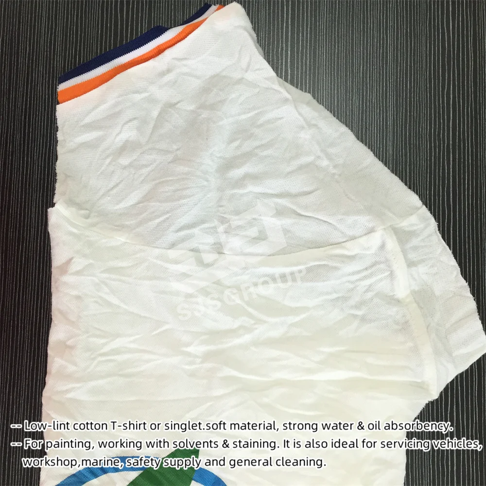 IMPA 232906 Used Recycled White T-shirt Rags stracci bianchi Cotton Waste Scrap Textile Waste Wiping Rags For Machine Cleaning