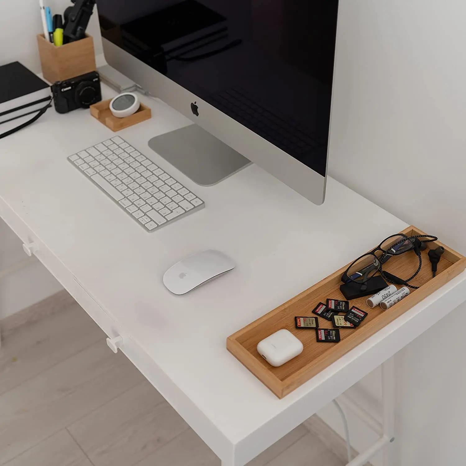 Multi-Functional Space Saver Bamboo Desk Organizer Office Organizer Bamboo Bathroom Organizer Storage for Small Items