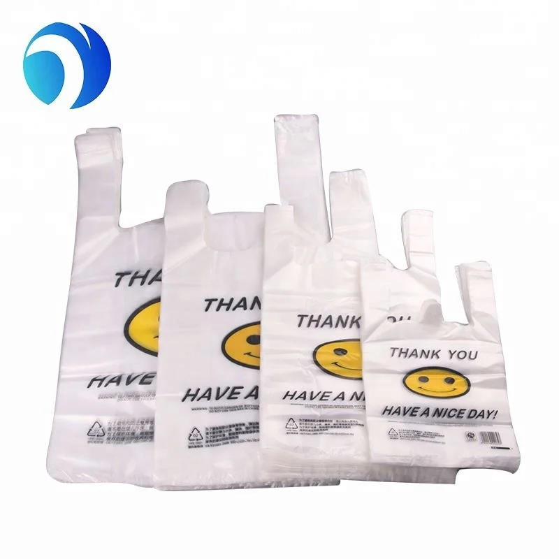 Shopping Bag HDPE Ldprubberpbatblackom Logo Prinplasticrn Starch Supermarket Compostable T-shirt 100% Biodegradable Plastic