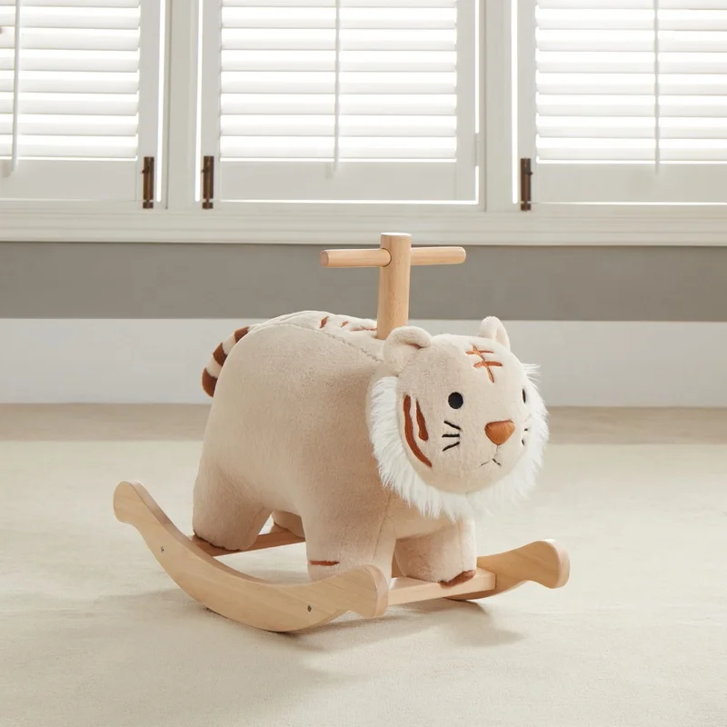 ASWEETS High End Brand OEM  Supplier Wooden Plush Animal Rocker Chair Tiger Rocking Horse