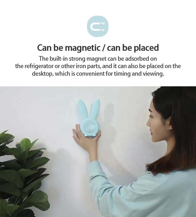 Ready to ShipIn Stock Fast Dispatch New Cute Rabbit Timer Alarm Clock Creative LED Electronic Gift Sound and Light Control Night