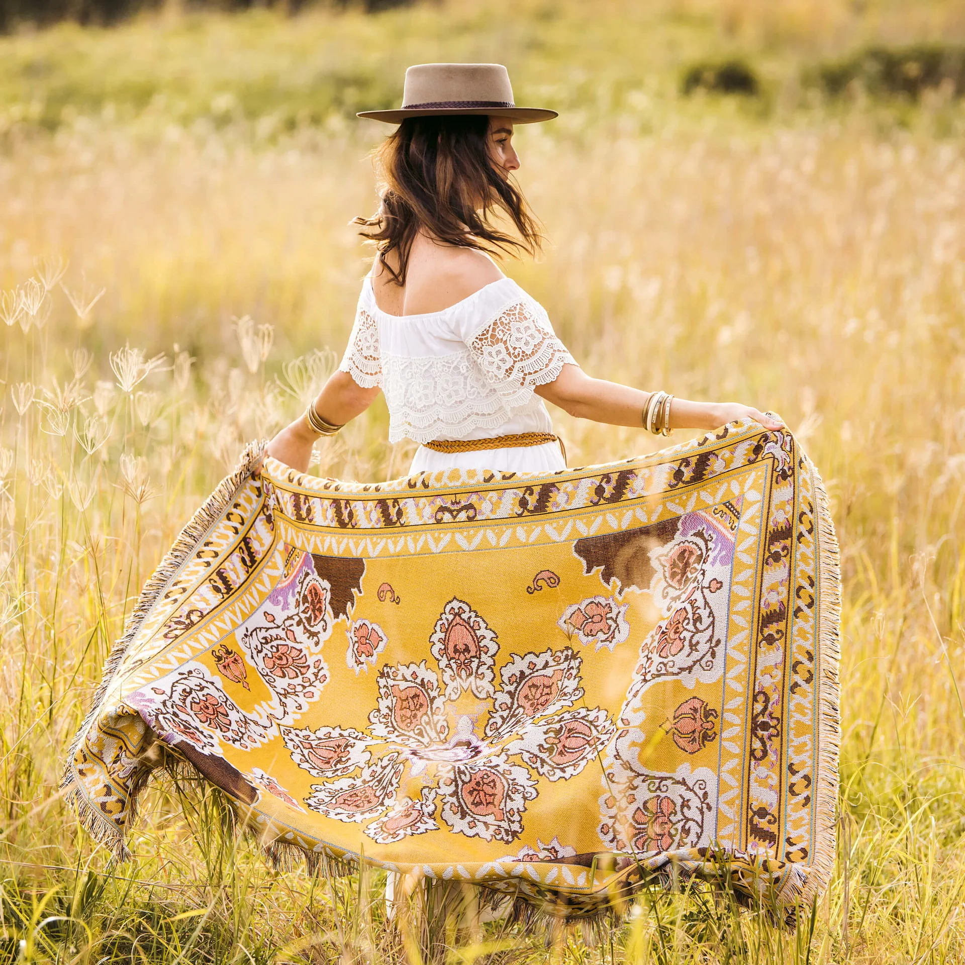 custom Throw woven Blanket Reversible Hippie Bohemian Vintage Knitted Large Fringed Cotton Woven Tapestry