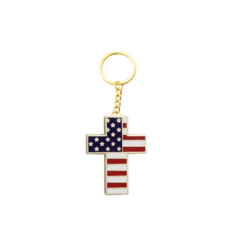 Wholesale Customized Enamel Jesus Church Religious Christian Cross Keychain Custom logo Cross Dove Keychains keyring Llavero Key