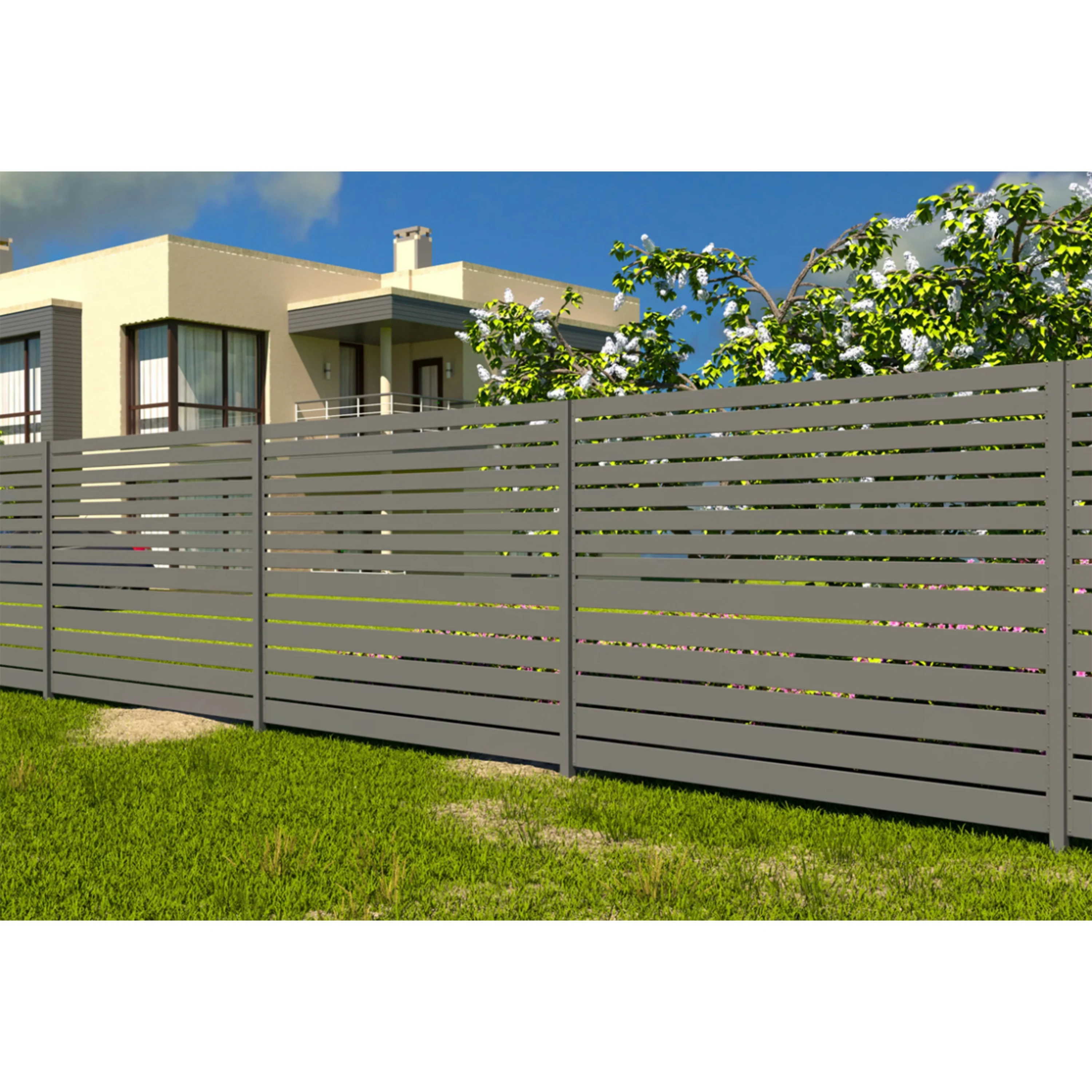 Custom Aluminum Composite Fence Wpc Private Panels Slat Board Aluminum Slat Fence Wall Fence