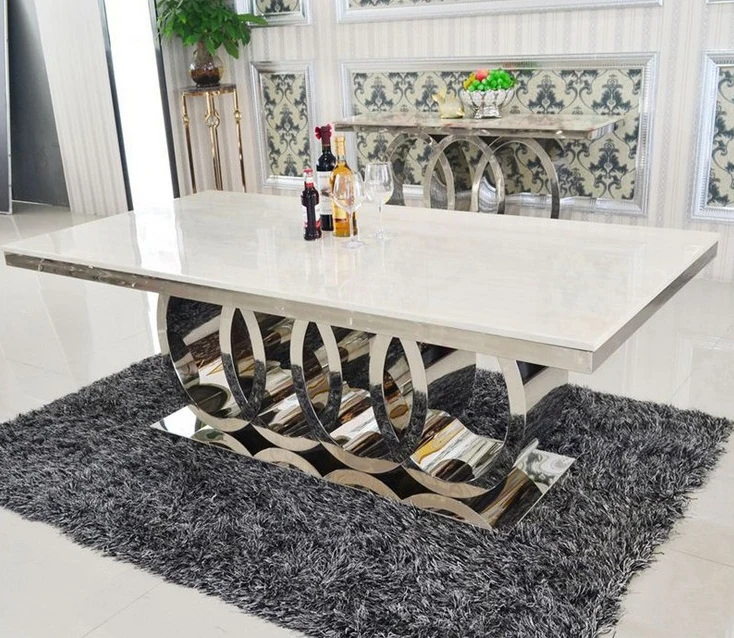 nordic antique marble dining tables royal  design stainless steel feet with 6/8 chairs