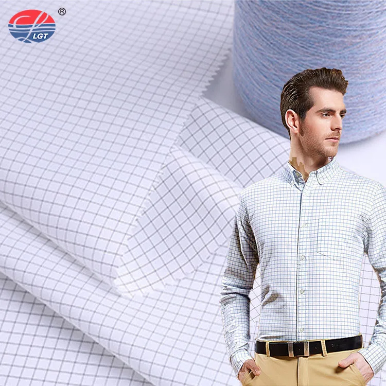 Custom Anti-wrinkle Workwear Material 100d 92% Polyester 8% Static Wire Yarn Dyed Plaid Fabric