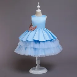 QZ243 Amazon Europe and America baby birthday dress girls puffy princess cake dress toddler girl birthday party dress