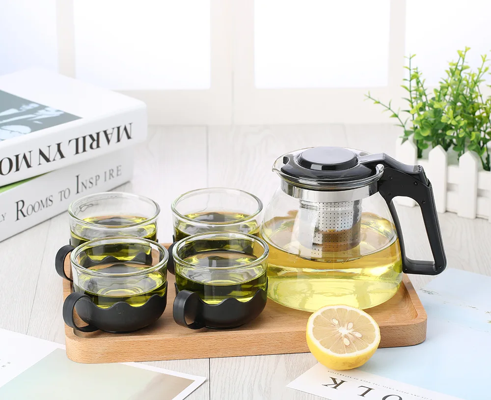 Glass teapots infuser Heat Resistant Glass Teapot Indoor Office Coffee Teapot with Strainer Teaware Convenient with Cup Teaware