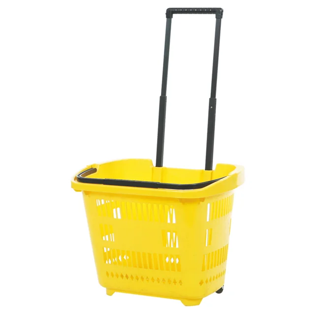 Hot selling multi-functional cheap single handle rolling supermarket plastic shopping basket