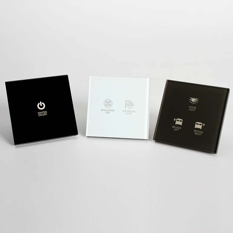 RS485 Modbus Touch Switch Panel Samples with Black White Gray Glass Color